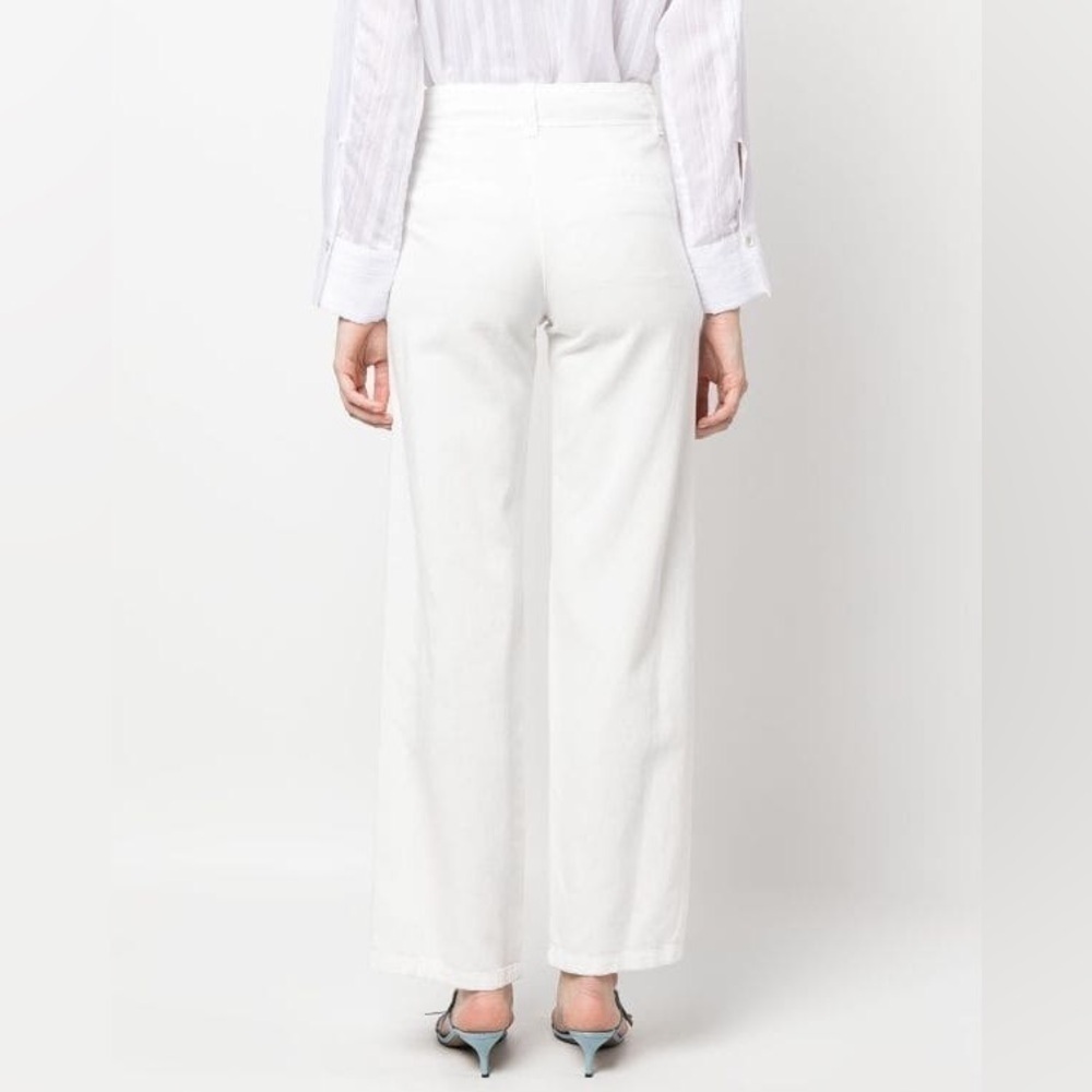 Vince White High Waist Straight Leg Pants Sz 4 Linen Blend - Picture 3 of 13